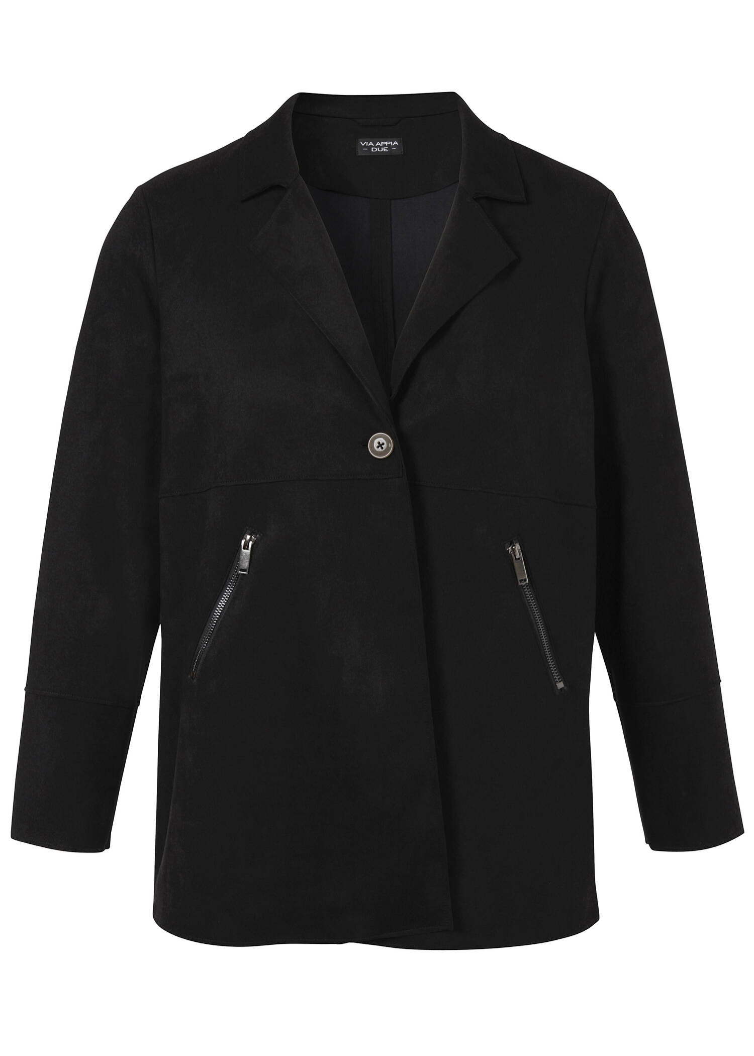 Schwarze Velours-Jacke mit Revers /