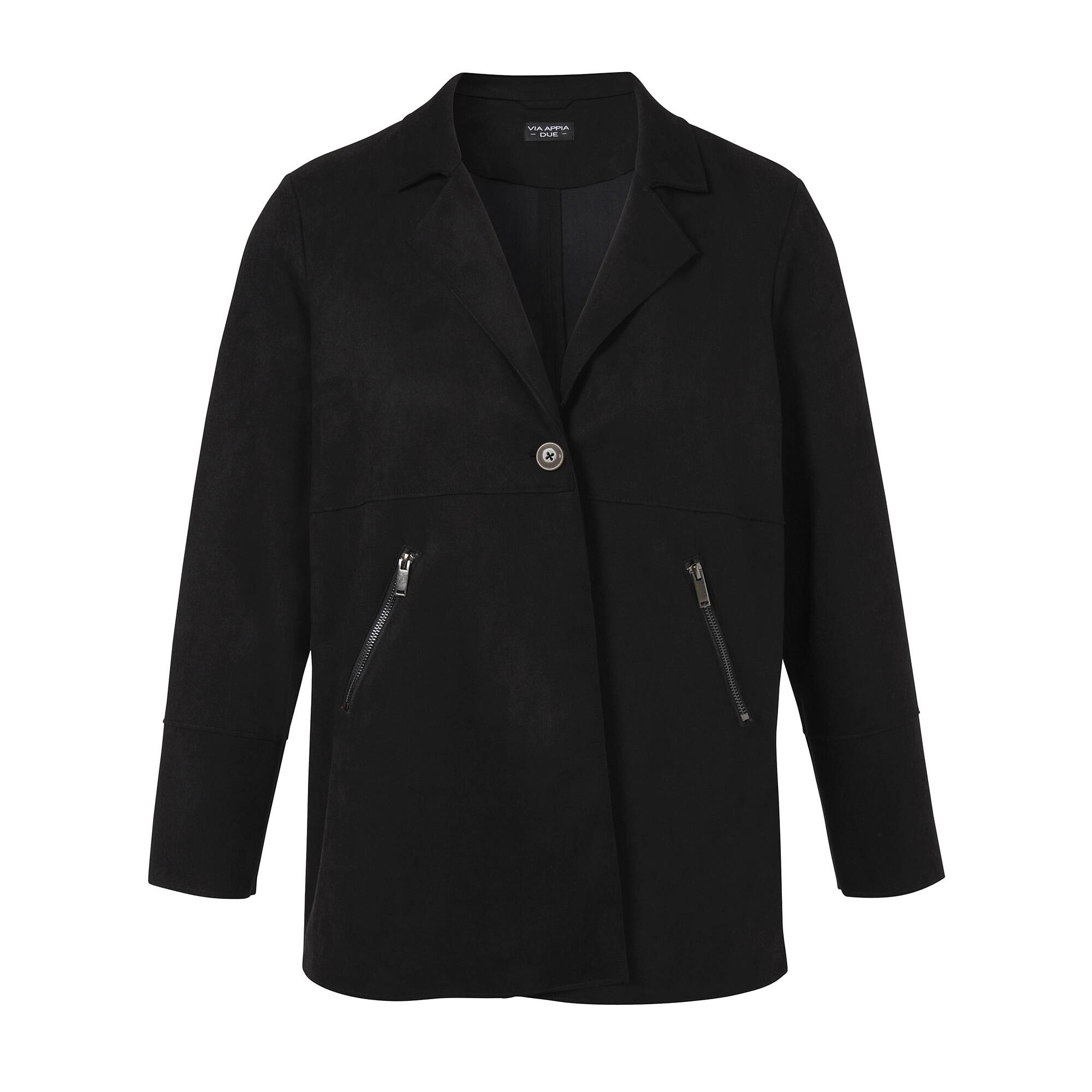 Schwarze Velours-Jacke mit Revers Schwarze Velours-Jacke mit Revers