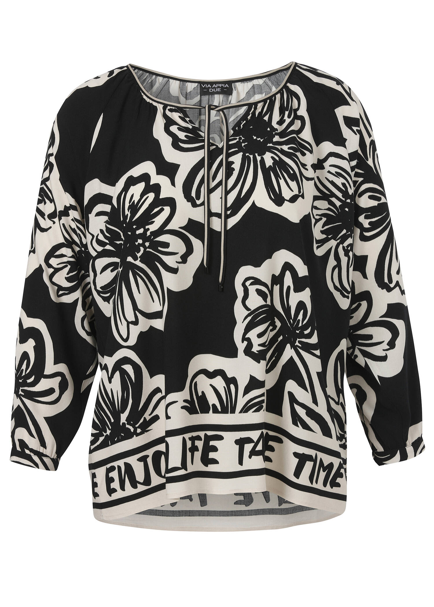 Zarte Viskose Schlupfbluse Print Bicolor /