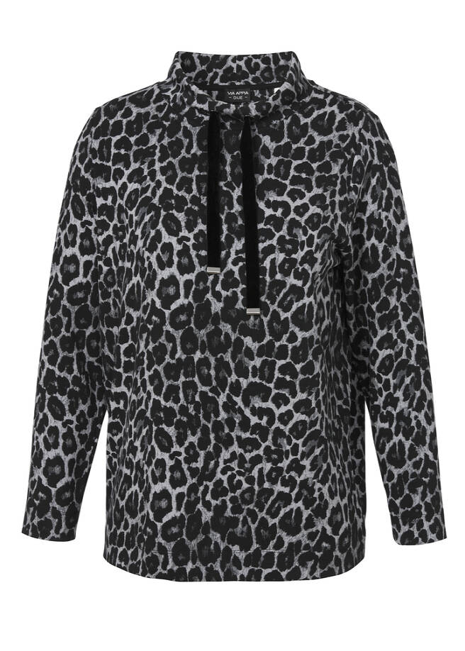 Stehkragen-Sweatshirt Modern Leo schwarz multicolor Frontansicht