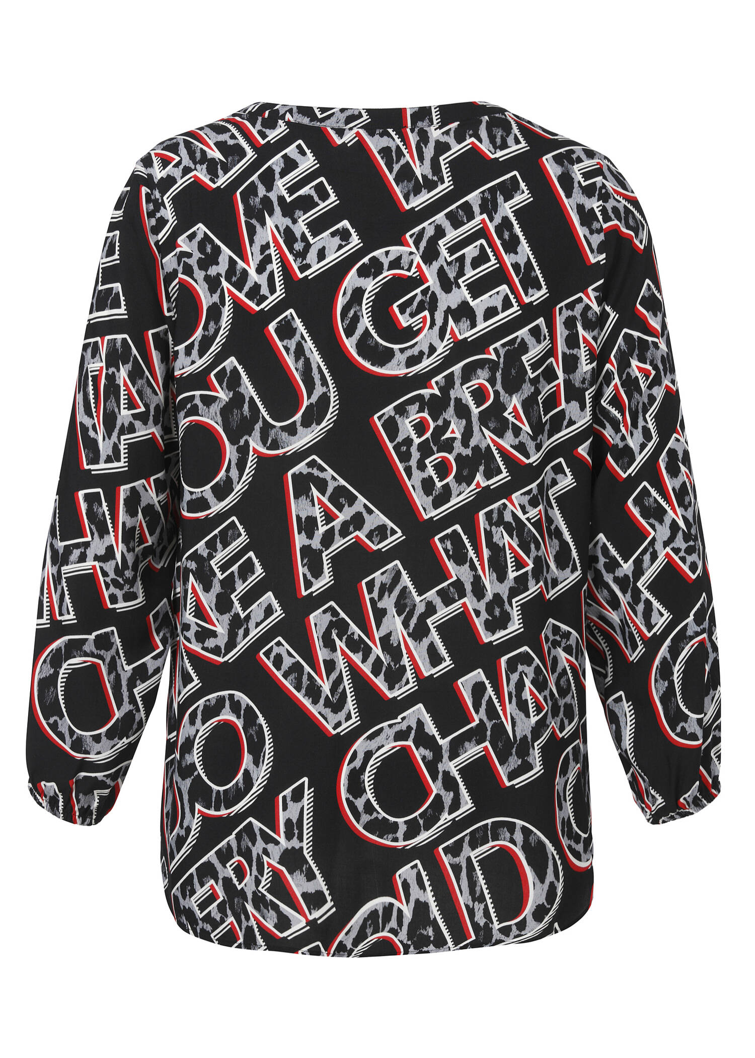 Fließende Viskose-Tunika mit Letter-Print / 