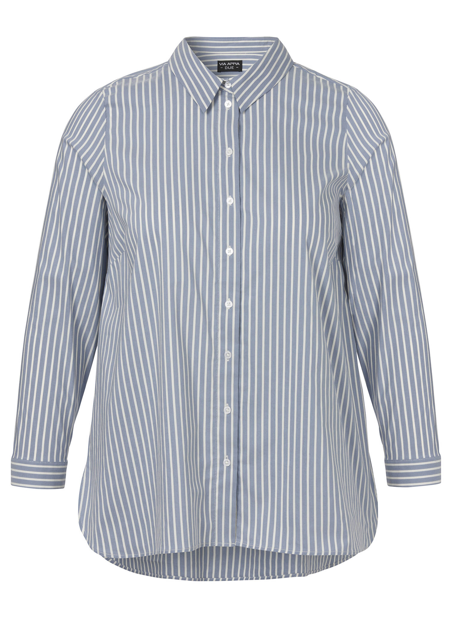 Hemdbluse längsgestreift Bleu-Creme / 