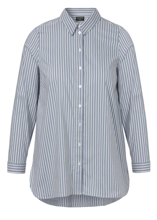 Hemdbluse längsgestreift Bleu-Creme bleu / creme Frontansicht