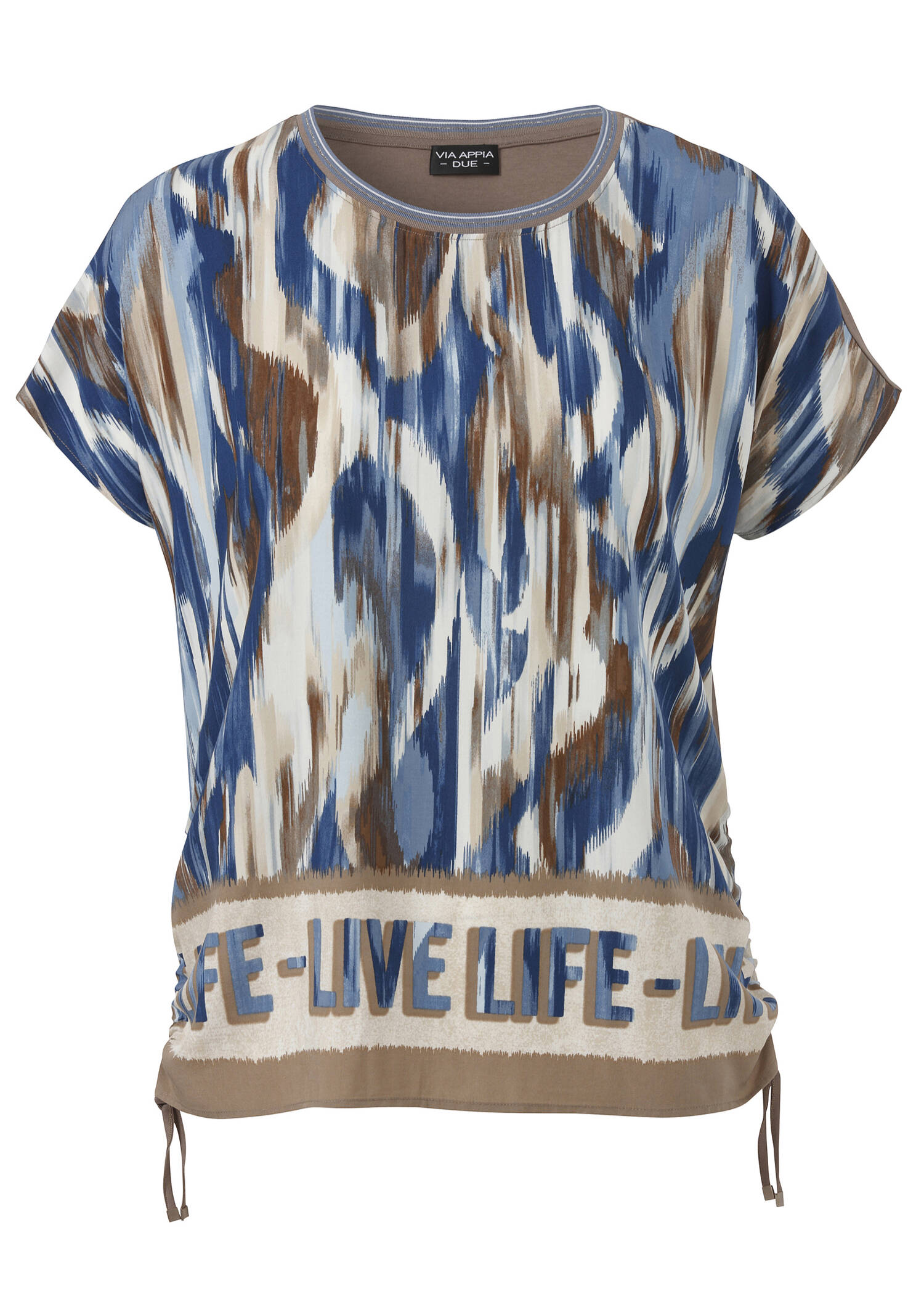 Blusenshirt mit mokkafarbigen Jerseyrücken /