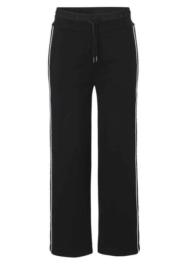 Hose im Modern Jogg Pants Style Straight Fit schwarz / creme Frontansicht