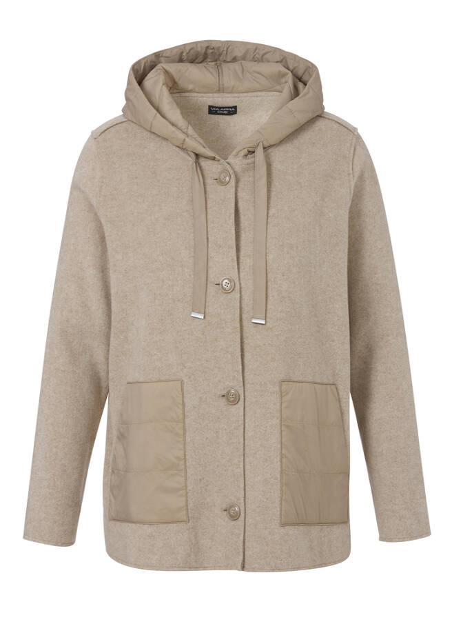 Kapuzen-Jacke mit Steppdetails mokka melange Frontansicht