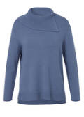 Feinstrick-Pullover Bleu mit großem Kragen /