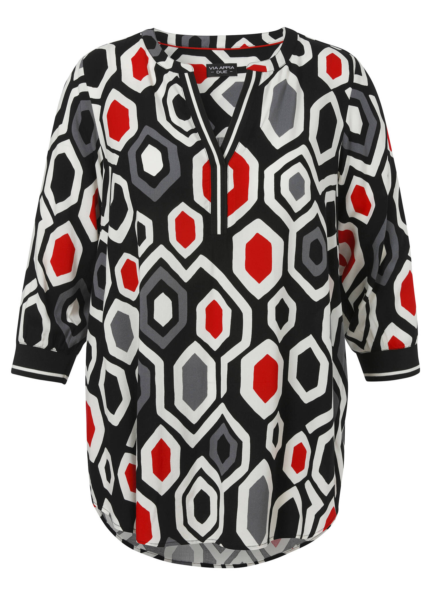 3/4-Arm Viskose Tunika mit Allover-Print / 