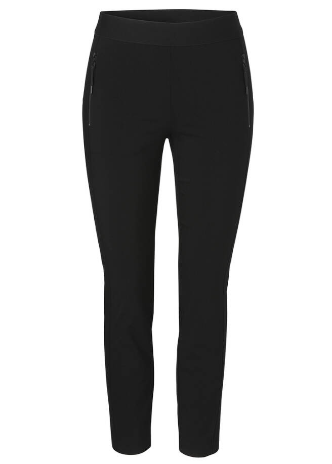 Knöchellange Stretch-Schlupfhose mit schmalen Beinen schwarz Frontansicht
