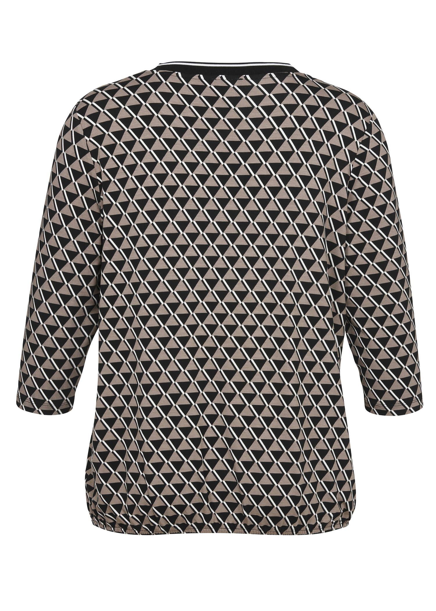 Edles 3/4-Arm Print Shirt mit Gummizug-Saum / 