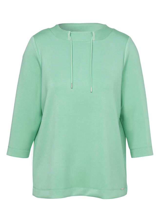 3/4-Arm Sweatshirt mit kurzem Kragen grün Frontansicht