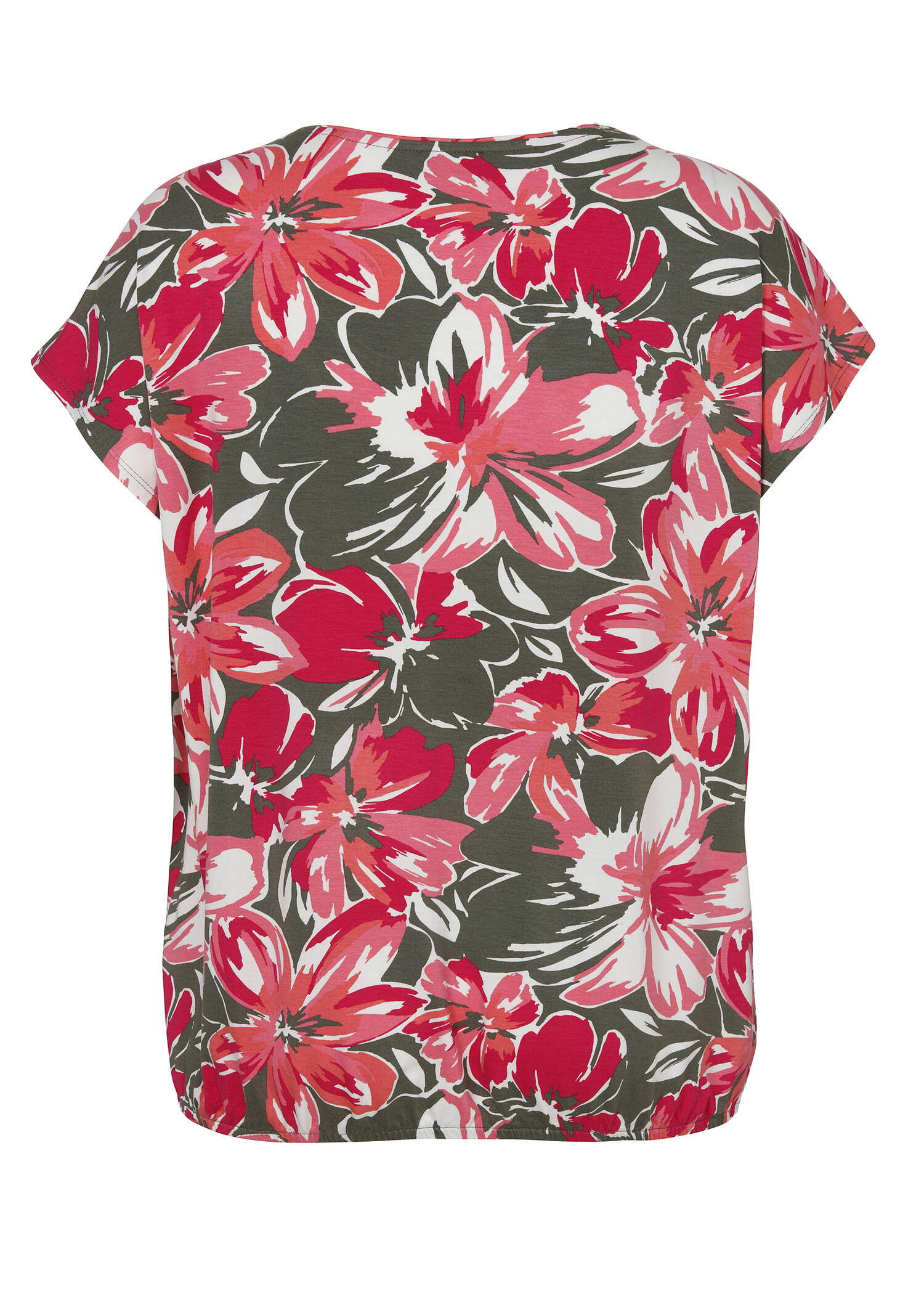 Florales Print-Shirt mit Gummizug-Bund /
