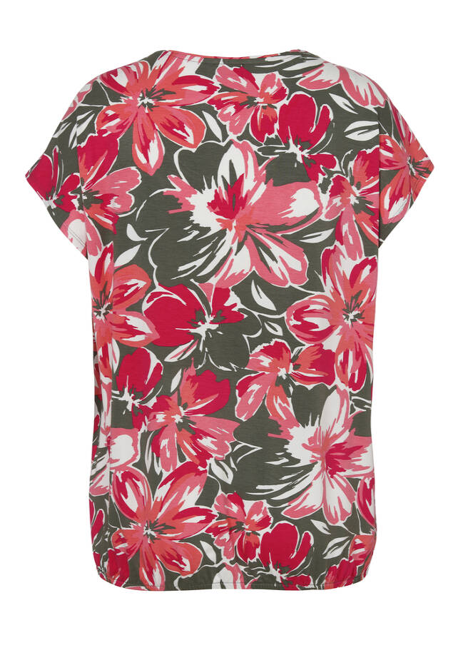Florales Print-Shirt mit Gummizug-Bund / 