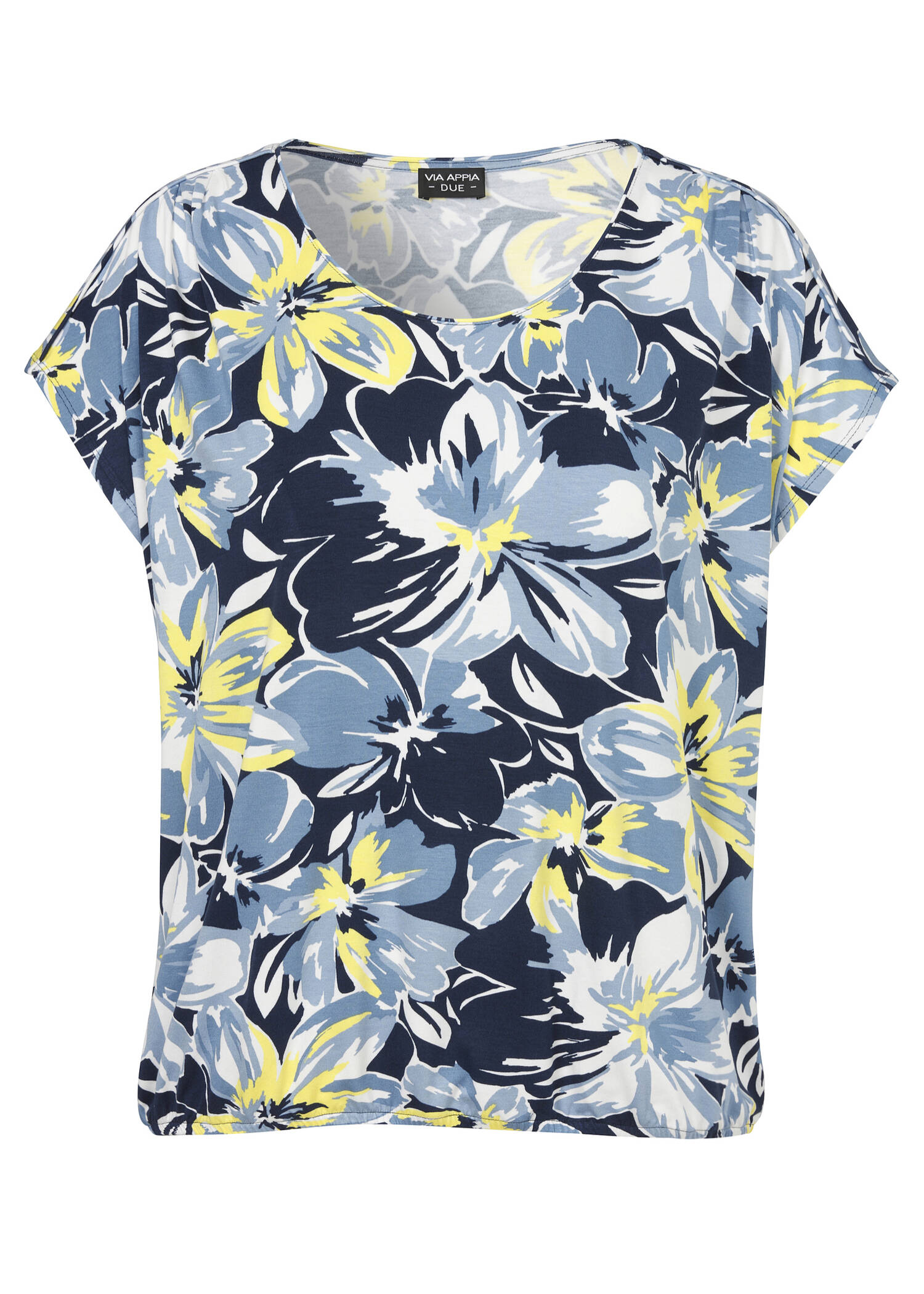 Florales Print-Shirt mit Gummizug-Bund /