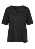 Einfarbiges Shirt mit geschmücktem Ausschnitt / 