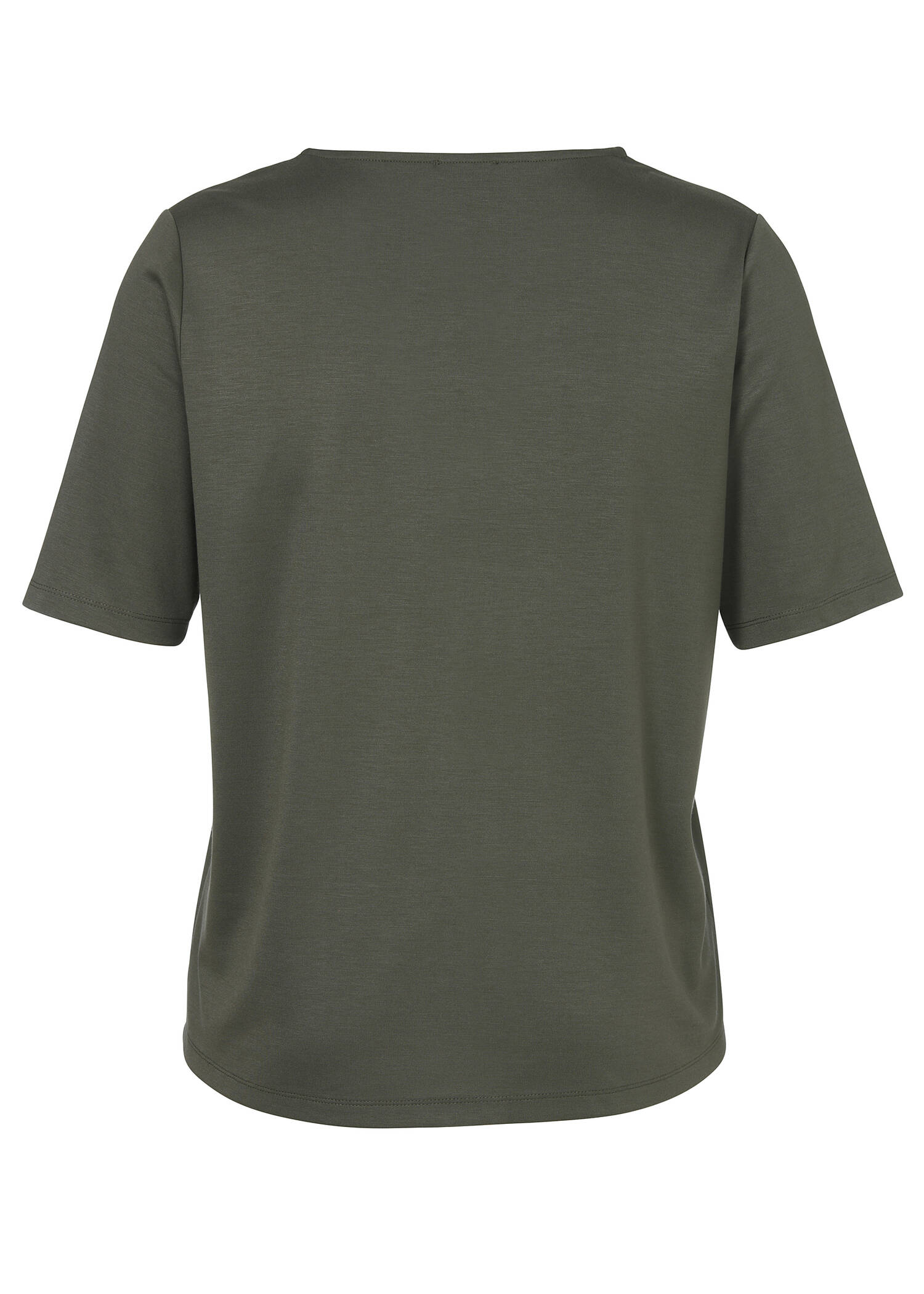 Einfarbiges Shirt mit geschmücktem Ausschnitt / 