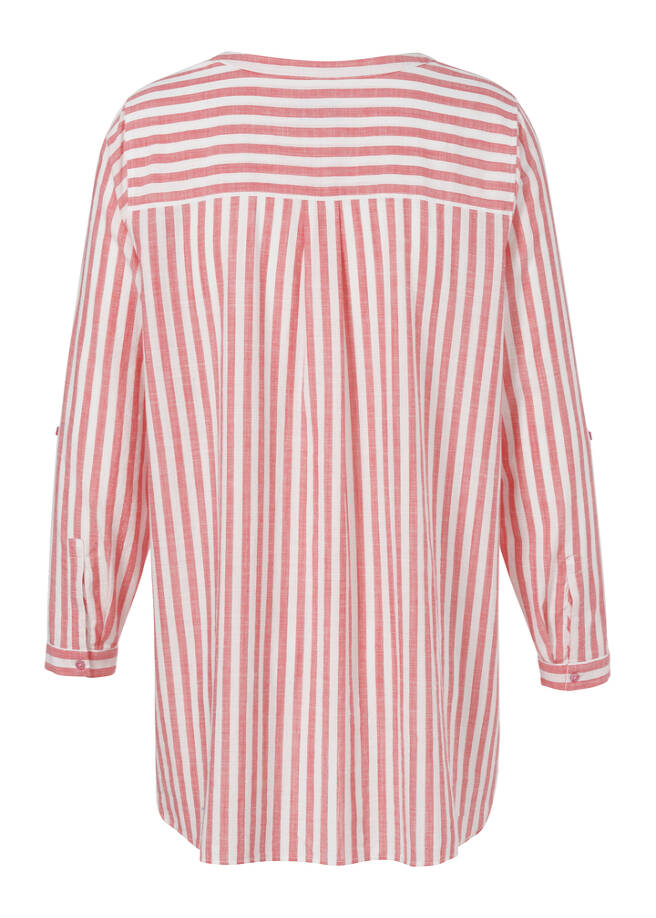 Kragenlose Hemdbluse aus zarter, softer Baumwolle / 