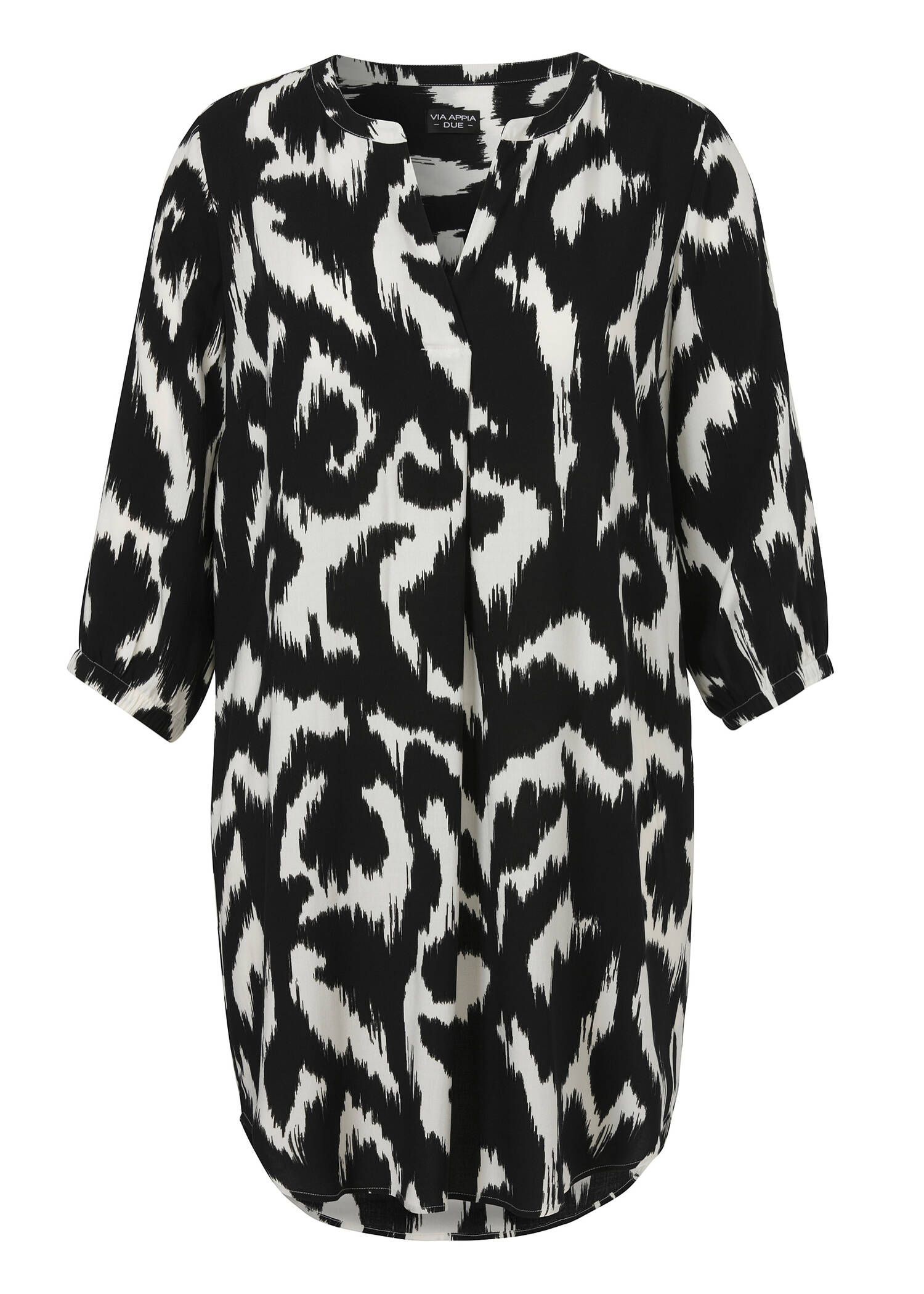 Lange 3/4-Arm Viskose-Tunika mit Allover-Print /