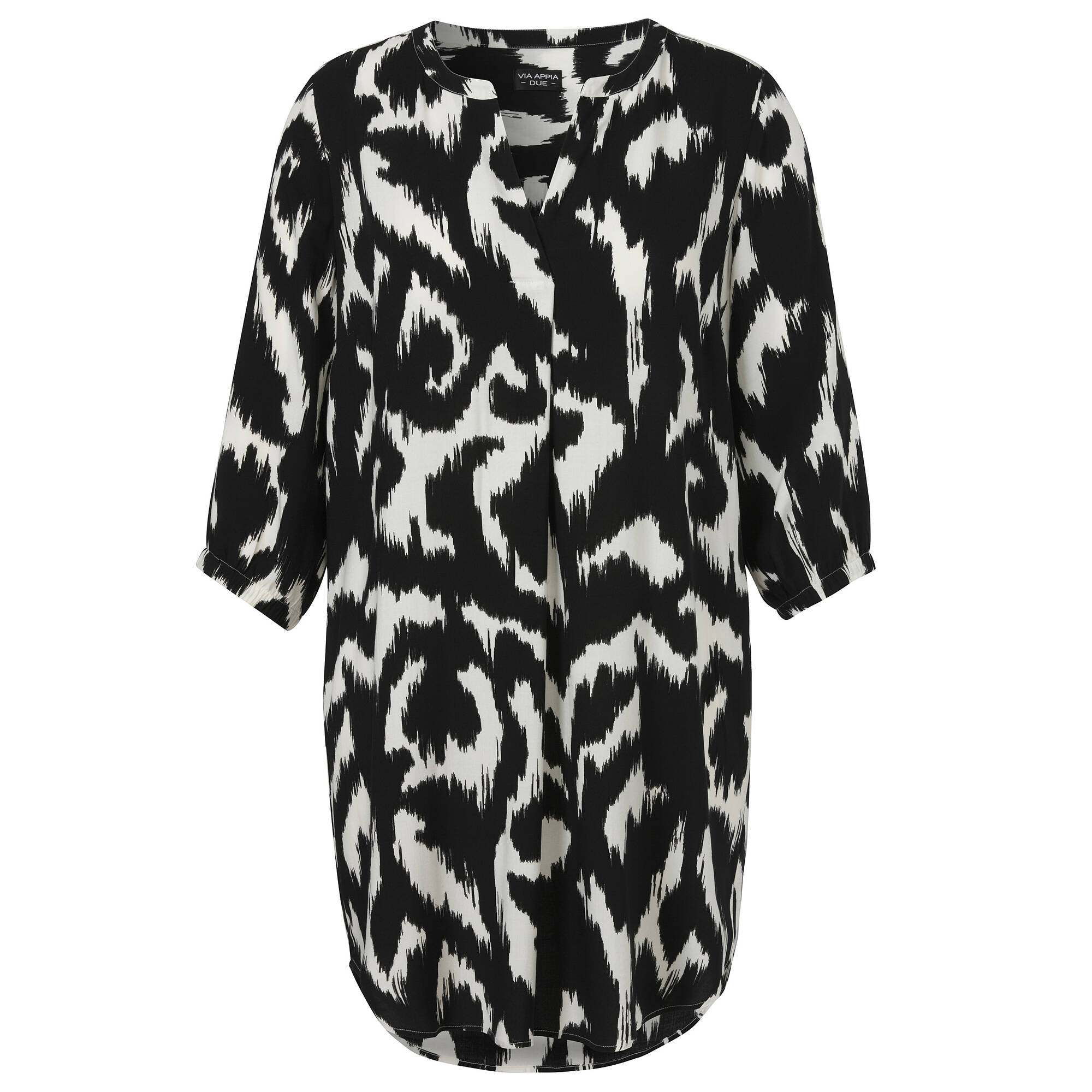 Lange 3/4-Arm Viskose-Tunika mit Allover-Print