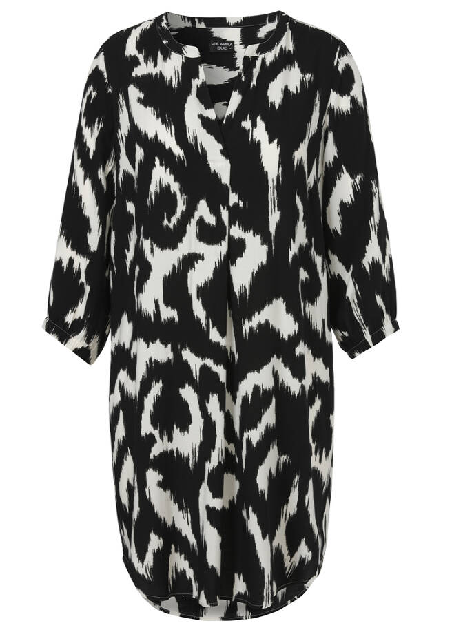 Lange 3/4-Arm Viskose-Tunika mit Allover-Print / 