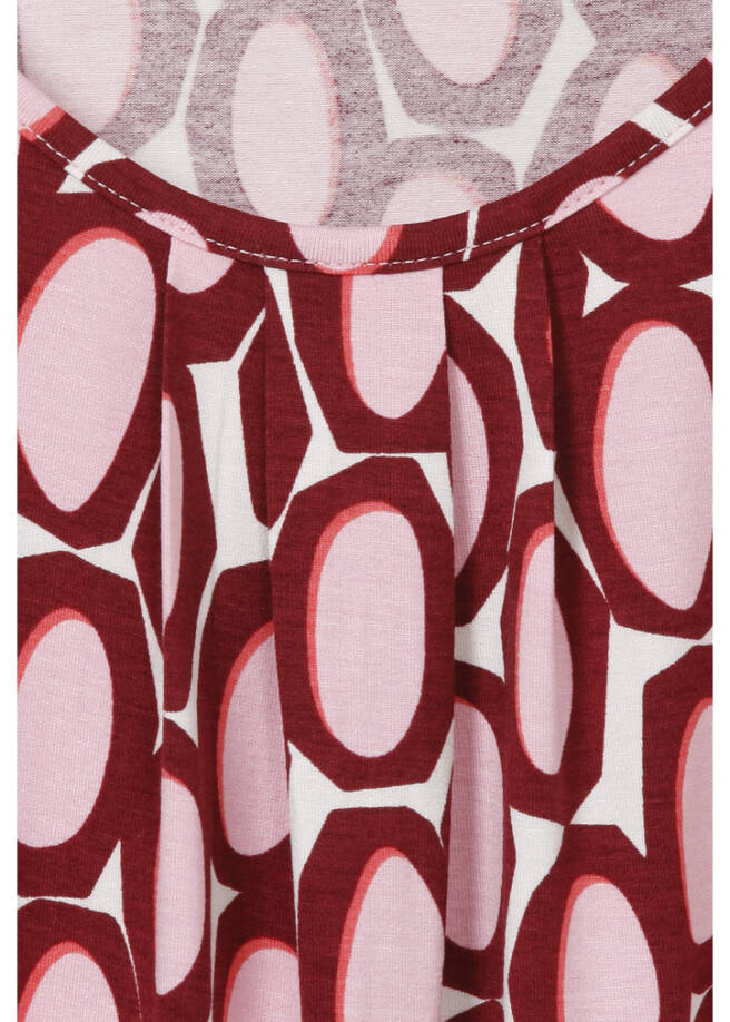 3/4-Arm Print Shirt mit Gummizug-Saum / 
