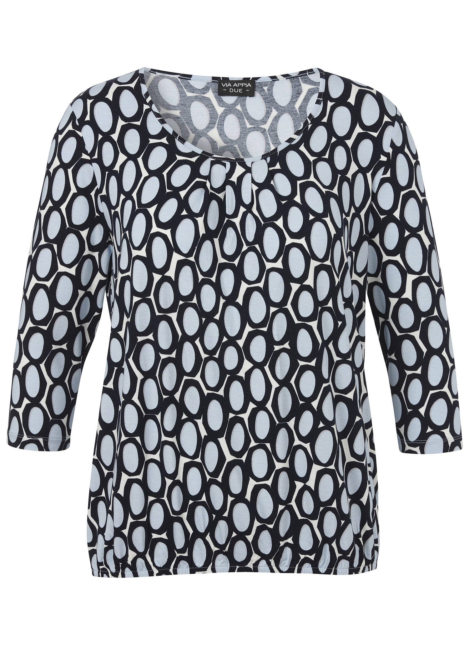3/4-Arm Print Shirt mit Gummizug-Saum /