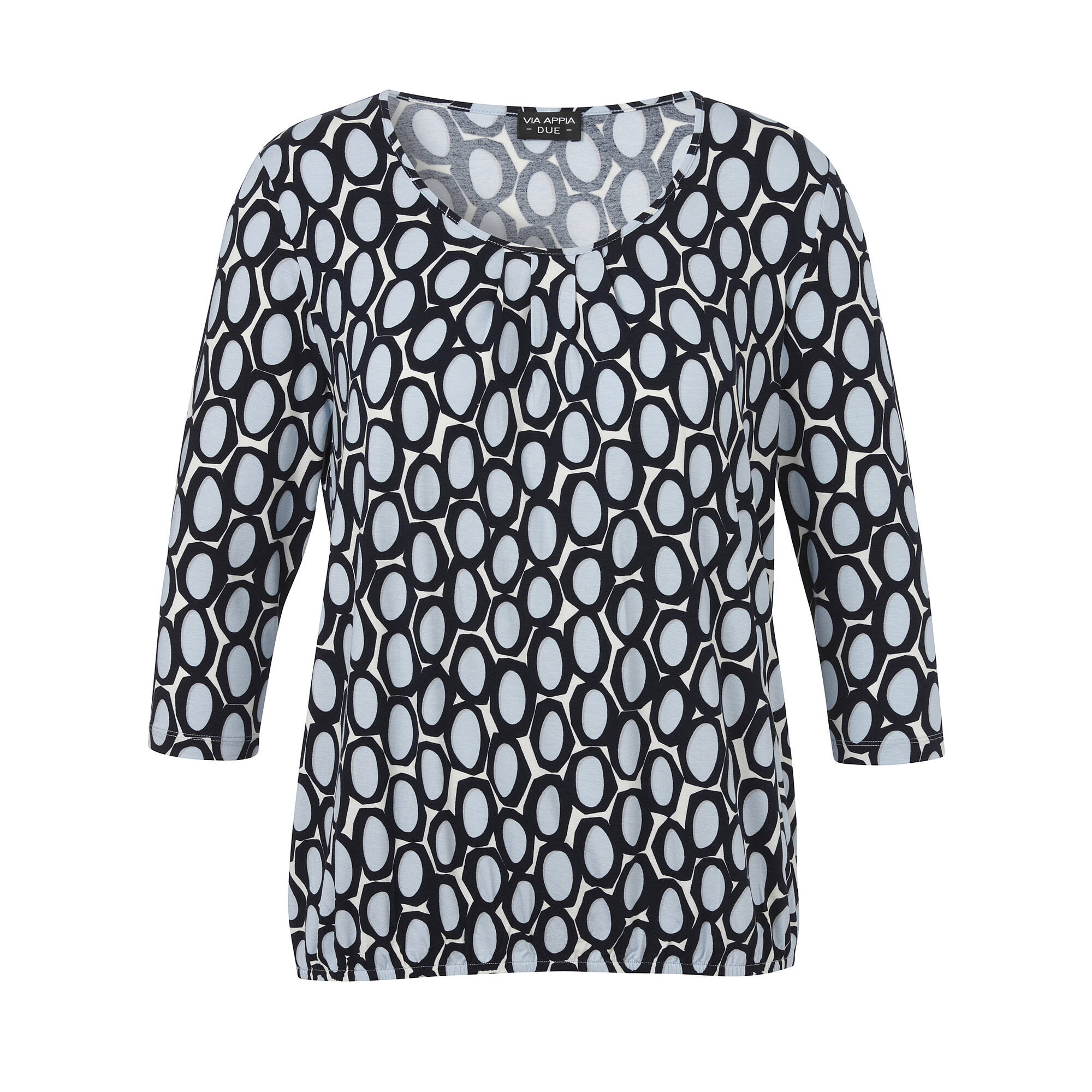3/4-Arm Print Shirt mit Gummizug-Saum 3/4-Arm Print Shirt mit Gummizug-Saum