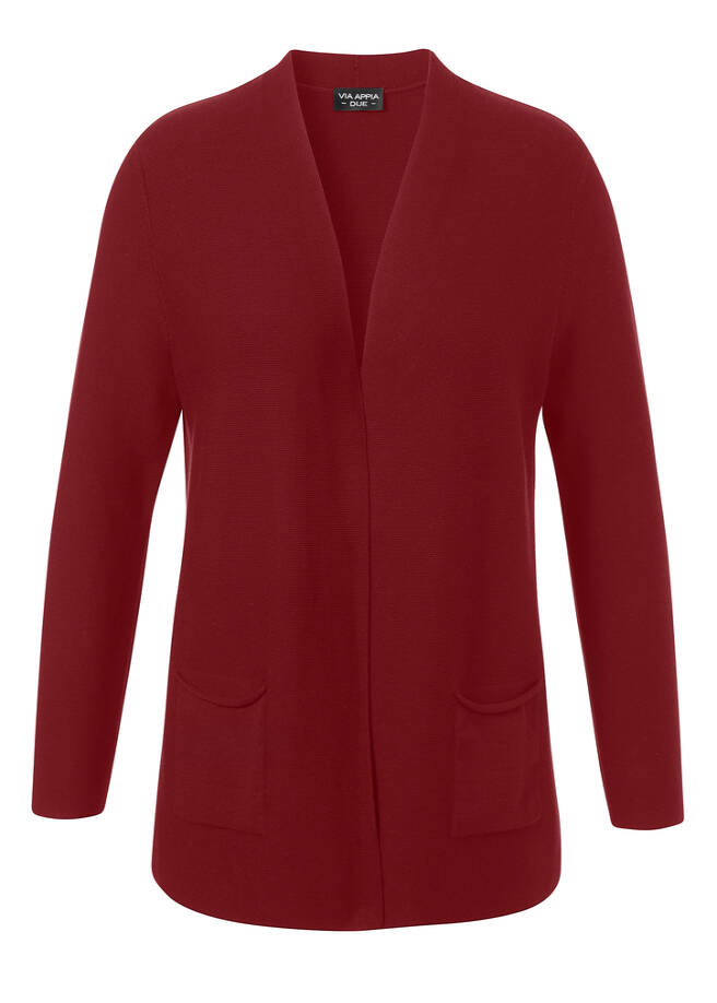 Feinstrickjacke aus softer Baumwolle offen beere Frontansicht