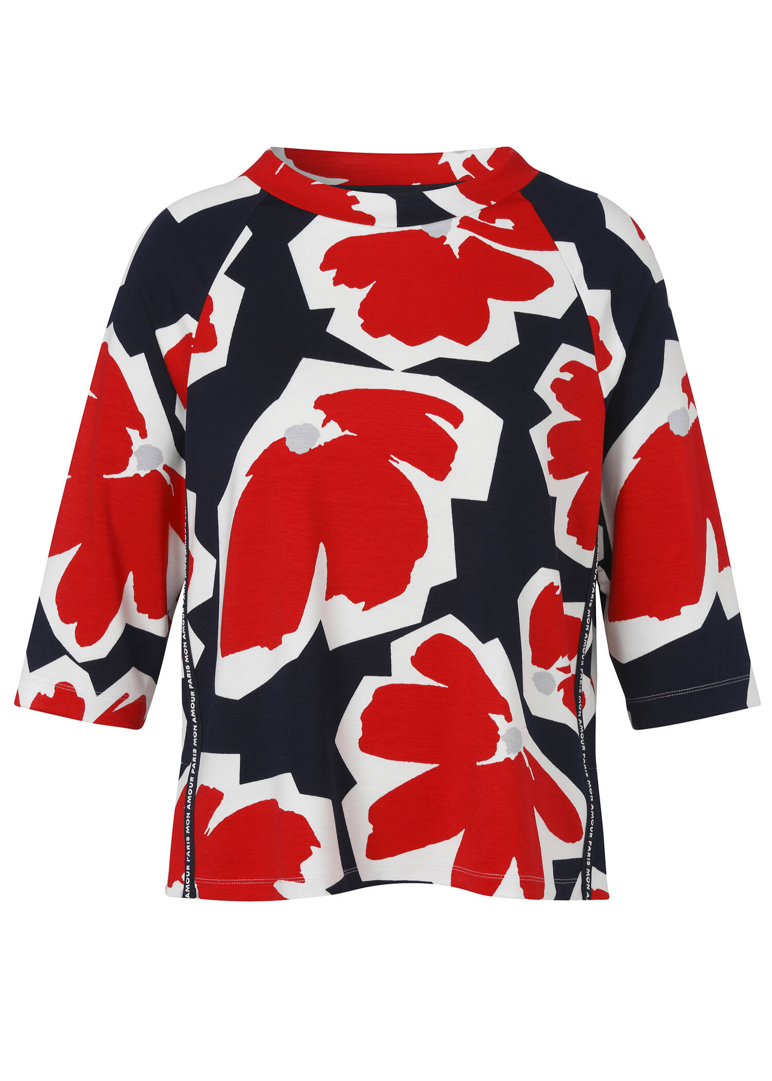 3/4-Arm Sweatshirt mit abstraktem Blumenmuster / 