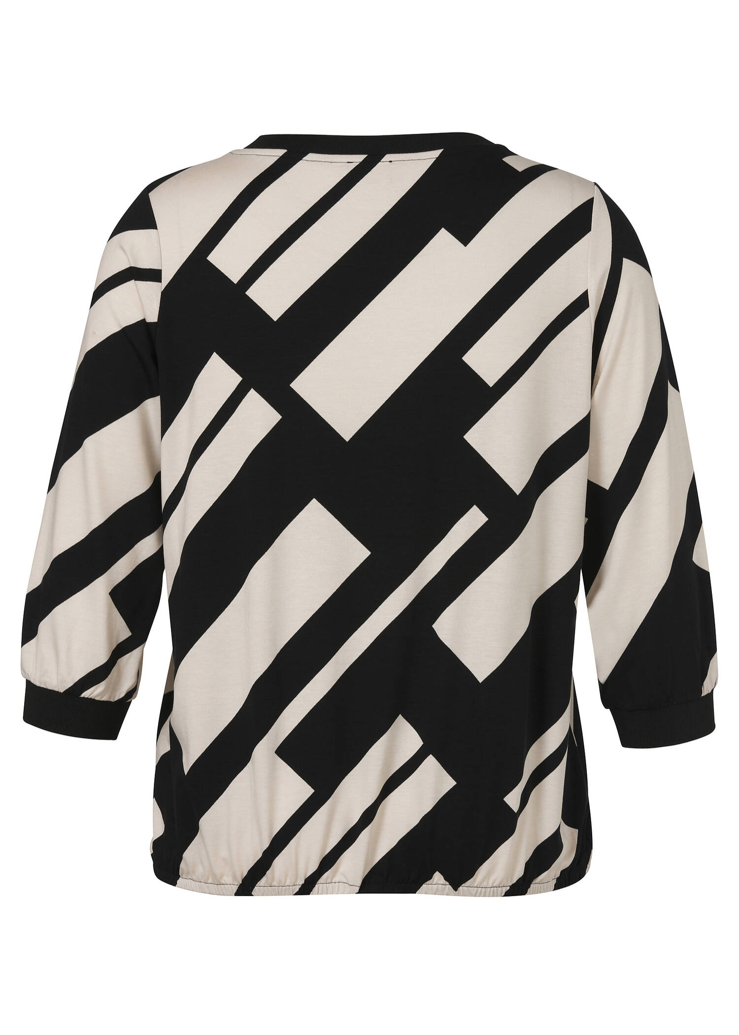 3/4-Arm Print Shirt mit Gummizug-Saum / 