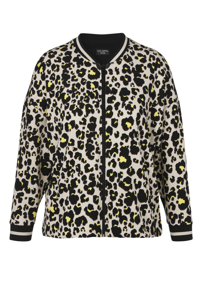 Scuba Sweatjacke Modern Leo schwarz multicolor Frontansicht