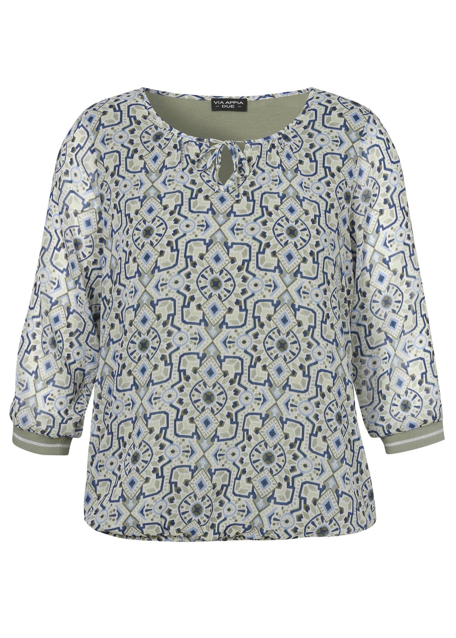 Feminine 3/4-Arm Print Bluse mit Gummizugbund / 