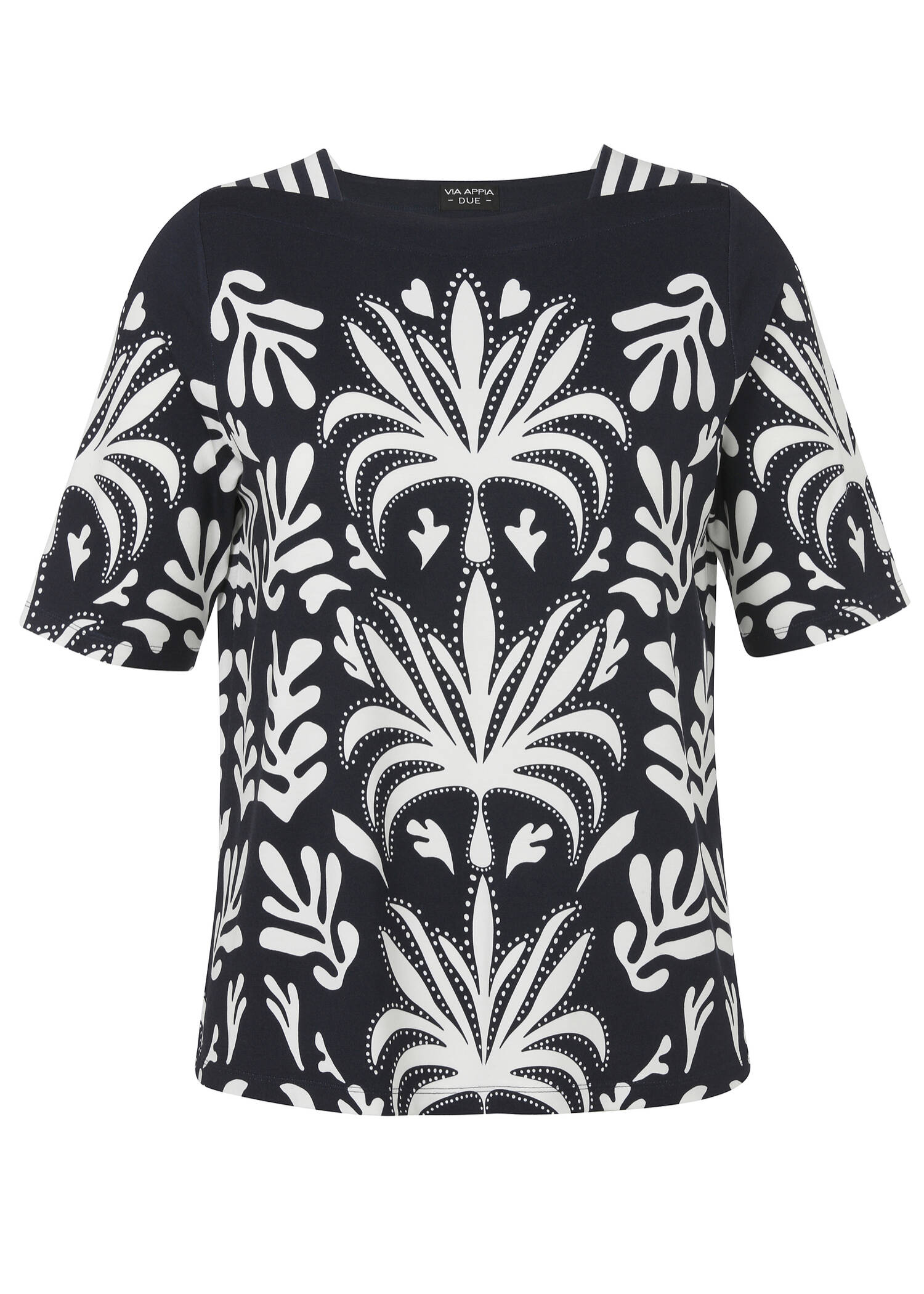 Edles Print-Shirt in Marine / Ecru / 