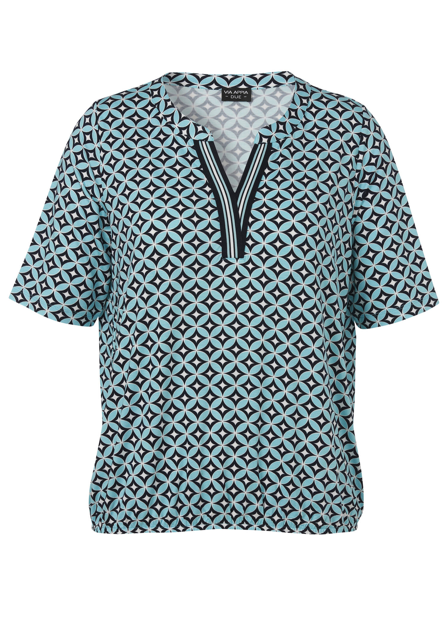 Edles Print-Shirt mit Gummizug-Saum / 