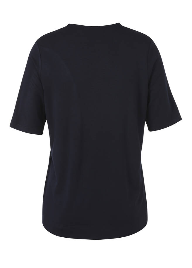 V-Shirt Halbarm in Marineblau / 