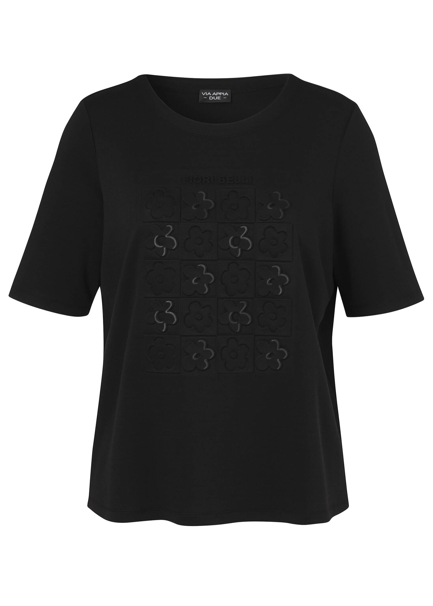T-Shirt Uni mit tonigem Front-Motiv / 