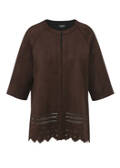 Moccafarbene Halbarm-Jacke im Veloursleder-Look / 