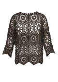 Feminine 3/4-Arm Ajour Baumwoll-Jacke / 