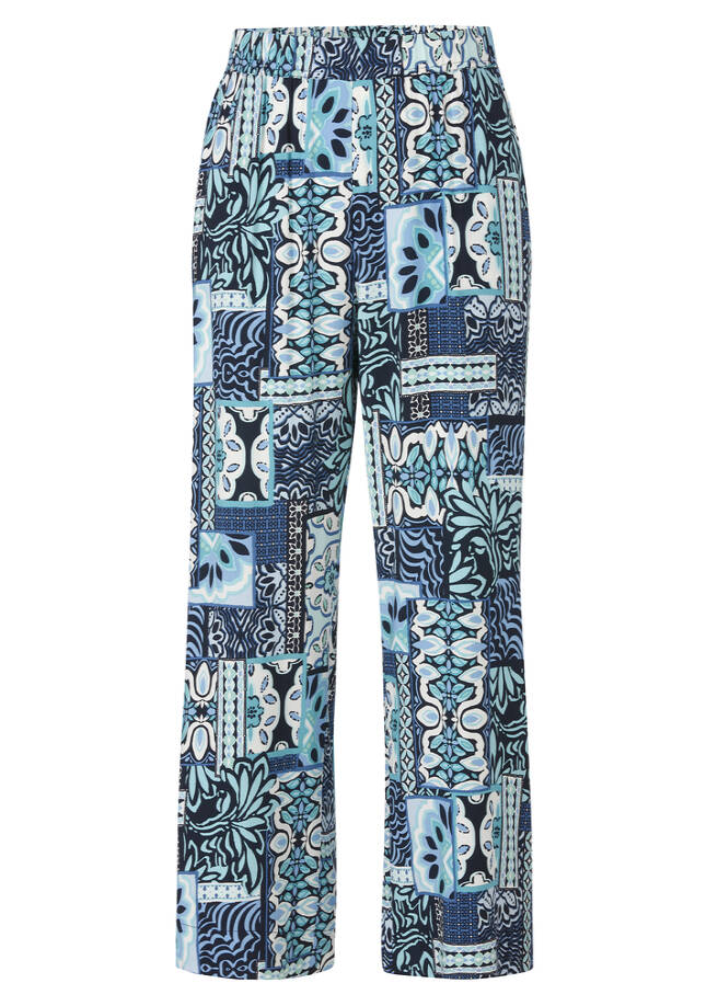 Luftige 7/8 Viskose-Schlupfhose mit Print marine multicolor Frontansicht