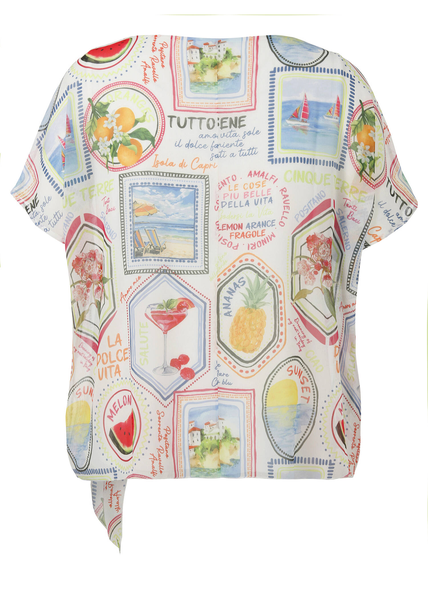Allover-Print-Bluse mit überschnittenen Schultern / 