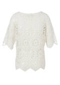 Femininer Ajour 1/2-Arm Baumwoll-Pullover /