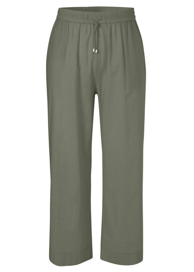 7/8 Sommerhose aus leichter Baumwolle dunkelkhaki Frontansicht