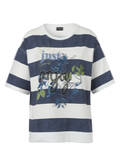 Halbarm-Sweatshirt Indigo / Ecru mit geschmücktem Motiv / 
