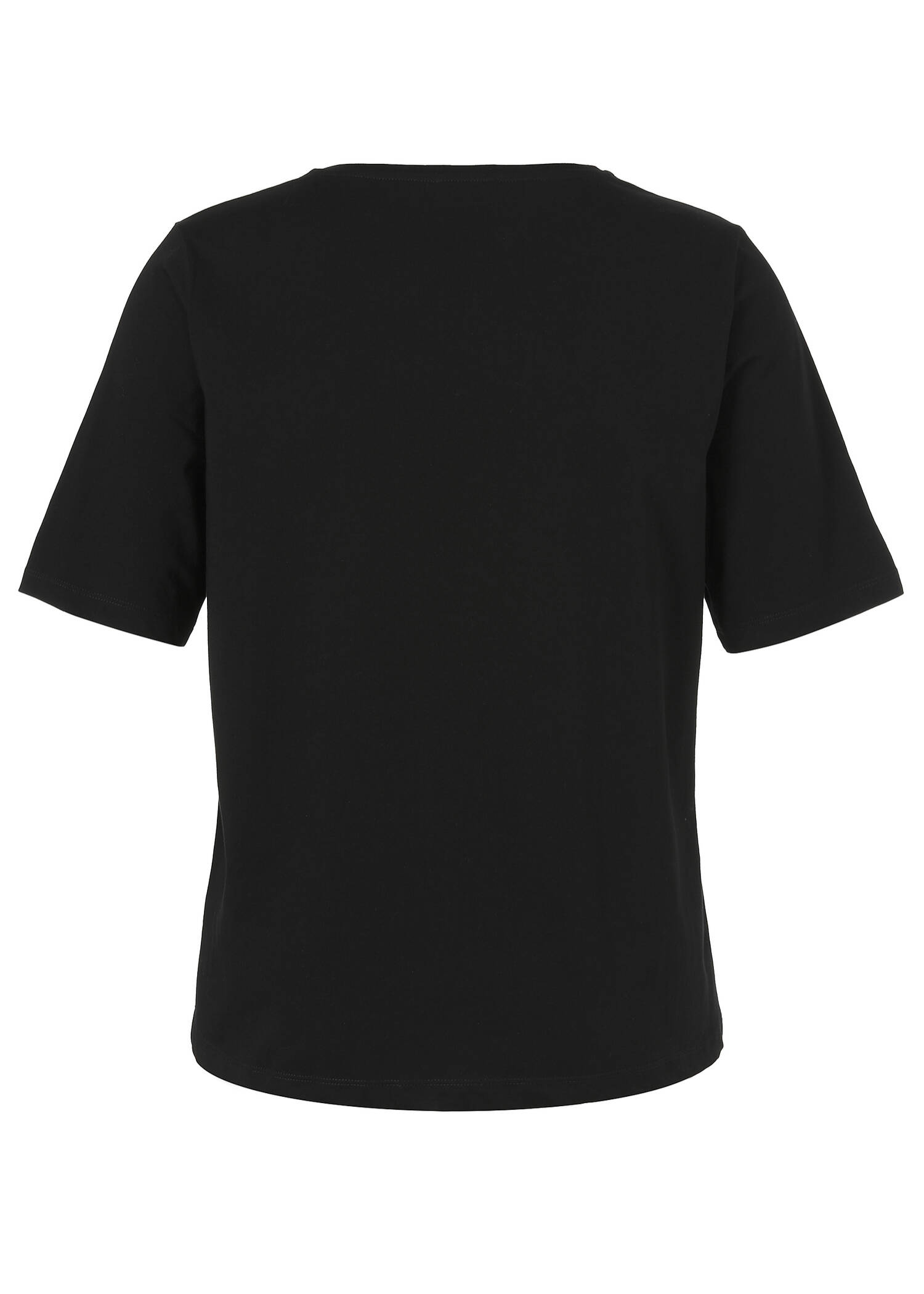 Softes Baumwoll-T-Shirt Schwarz mit geschmücktem Motiv /