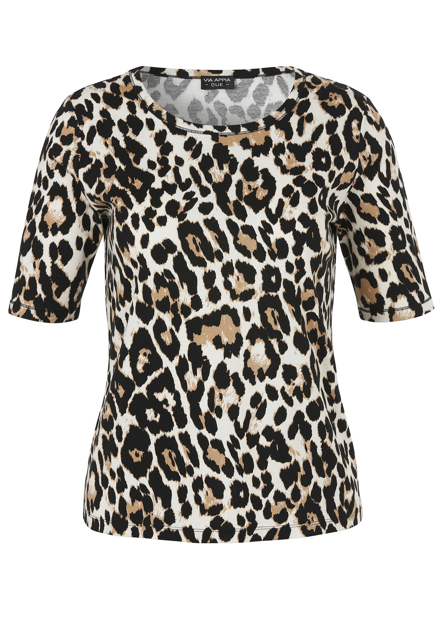 Fein geripptes T-Shirt Leo-Print aus softer Baumwolle /