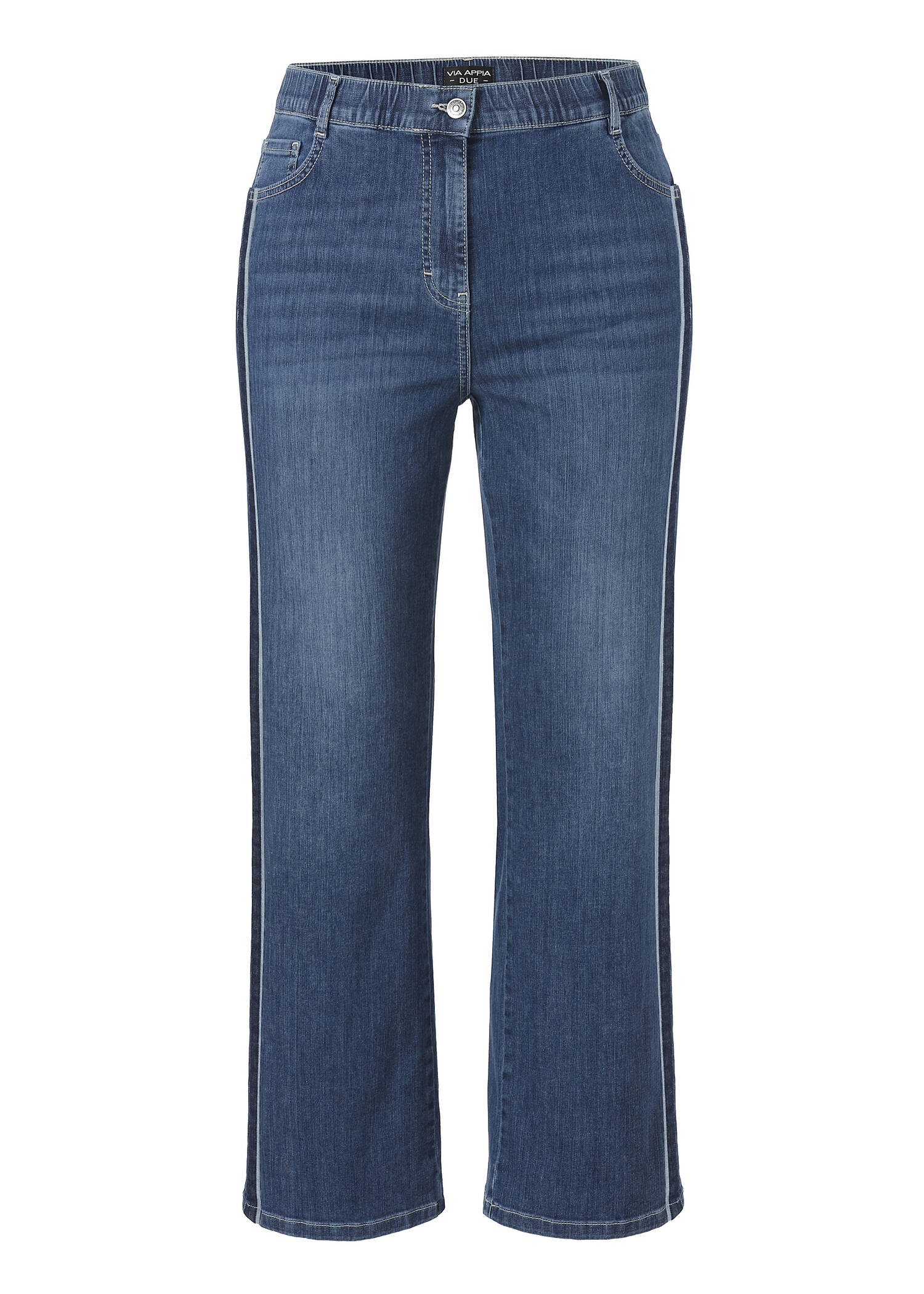 Flared 5-Pocket-Jeans Light Used Dunkelblau mit seitlichem Streifen / 