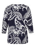Edles Bicolor Print 3/4-Arm Shirt mit Gummizugbund /