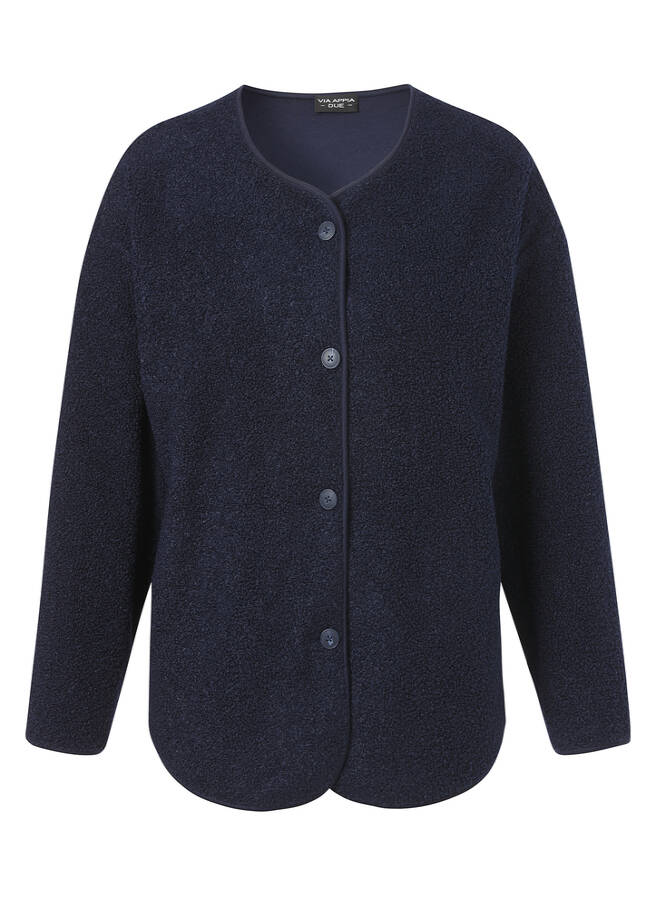 Hübsche Bouclé Jacke im Janker-Style indigo Frontansicht