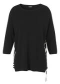 3/4-Arm Feinstrick-Pullover mit gemustertem Einsatz an der Seite /