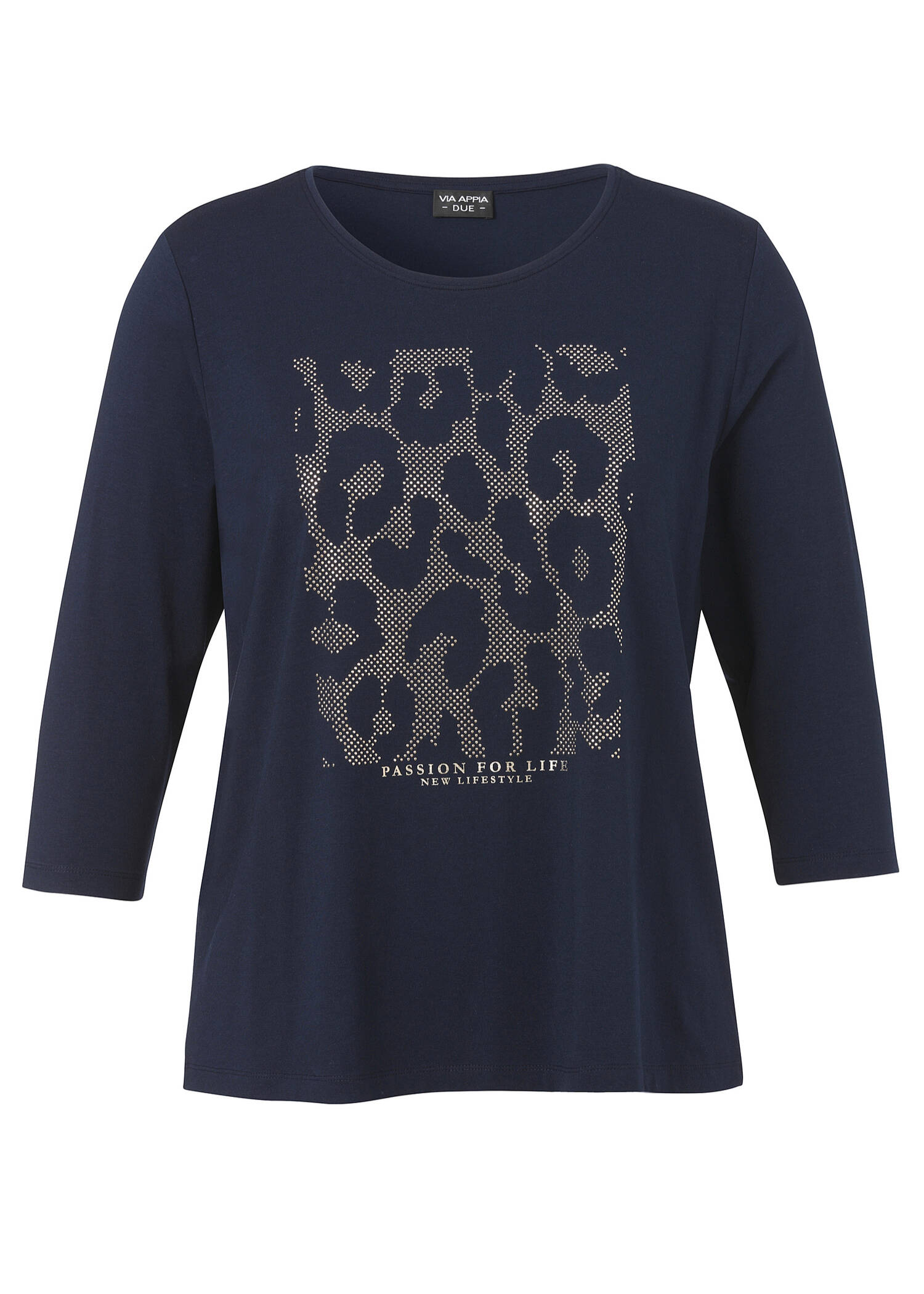 Softes 3/4-Arm-Shirt mit Motiv aus Silbersteinchen /